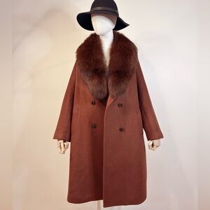 Brown Wool Slouch Coat with Removable Collar